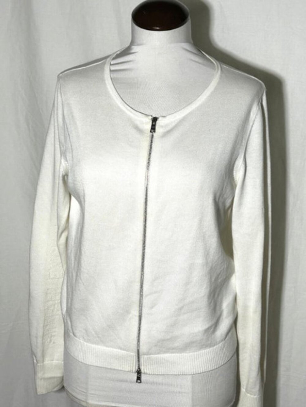 A/X Armani Exchange White Front Zipper Cardigan Sweater Armani Logo on Arm MED